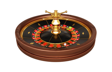 Casino roulette wheel isolated on white backgroundの写真素材