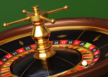 Casino roulette wheel with ballの写真素材