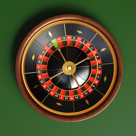 Casino roulette wheel with ballの写真素材