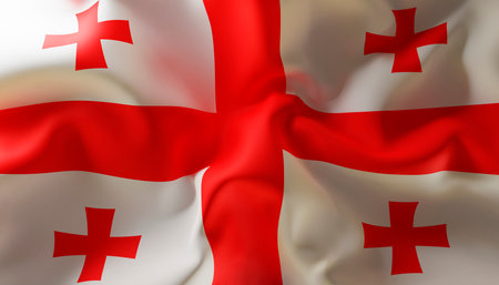 Waving flag of Georgia. Close-Upの写真素材
