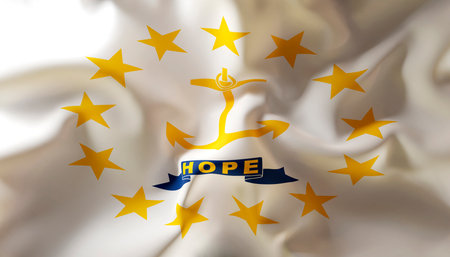 Flag of Rhode Island. U.S. state. Close-Upの写真素材