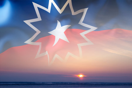 Juneteenth Flag against the sunsetの写真素材