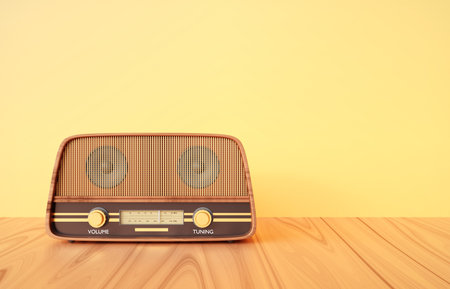Vintage radio isolated on white backgroundの写真素材
