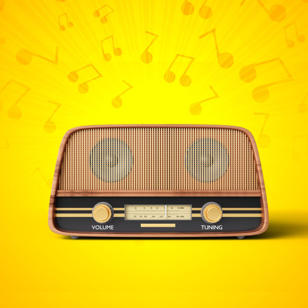 Vintage radio isolated on white backgroundの写真素材