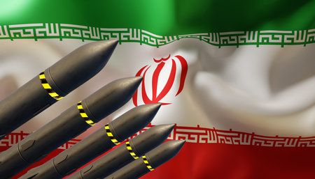 Missiles with Iran flag. Bomb, chemical weapons, missile defenseの写真素材