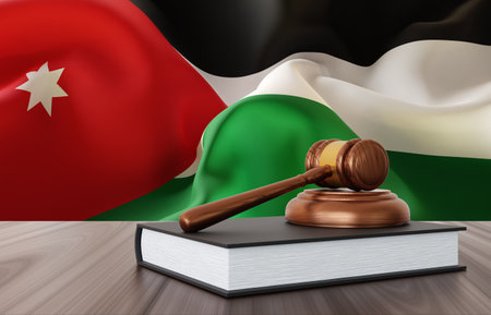 Judge gavel with Jordan flag. Law and Justice conceptの写真素材
