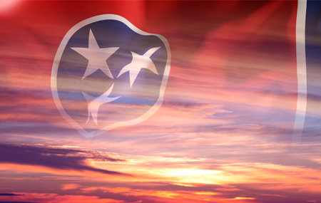 Flag of Tennessee isolated on white background. U.S. stateの写真素材