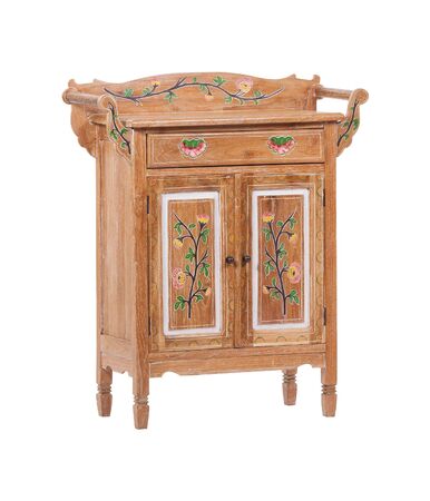 Vintage wooden chest drawer isolated on white backgroundの写真素材