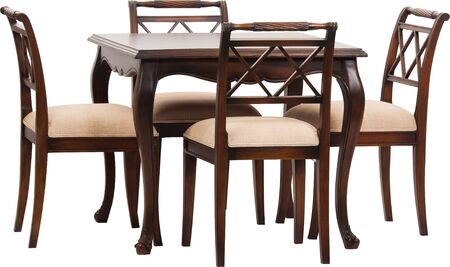 Wooden table and chairs, isolated on white background, clipping path includedの写真素材