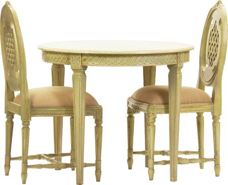 1 set of green wooden table set, 2 chairs isolated from the white background cutting pathの写真素材