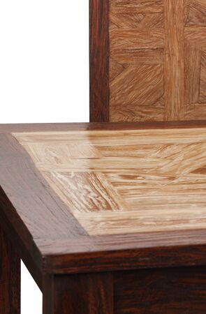 brown room chair and wooden top spaceの写真素材