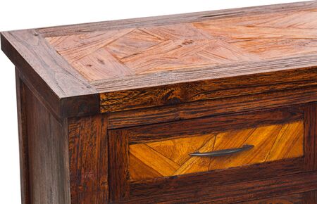 Antique wooden chest of drawers isolated on white backgroundの写真素材