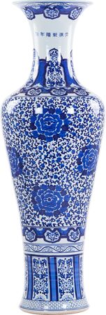 blue and white decorative porcelain vaseの写真素材