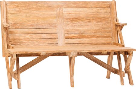 Garden wooden chair or wood bench isolated on white background and have clipping paths.の写真素材