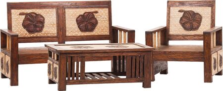 Wooden park furniture full sets natural wood for exterior or garden furniture, isolated on white background.の写真素材