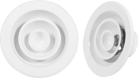 Circle vent window girill on white background.の写真素材