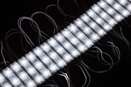 White triple segment led modules on black background