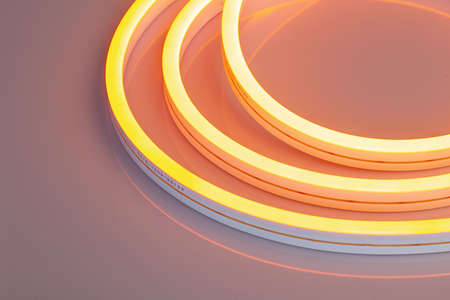 Flexible orange led neon decor christmas light on black backgroung.の写真素材