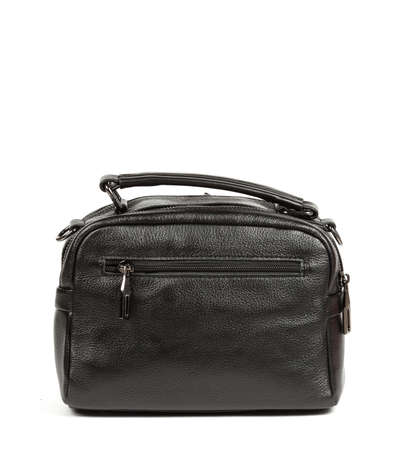 Classic fashion small black leather women's bag on a white background.の写真素材