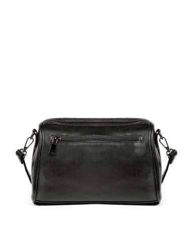 Classic fashion black leather women's bag on a white background.の写真素材
