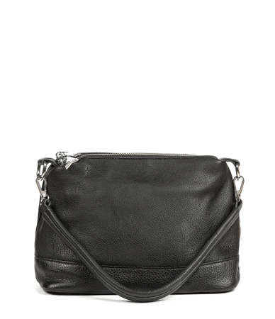 Classic fashion black leather women's bag on a white background.の写真素材