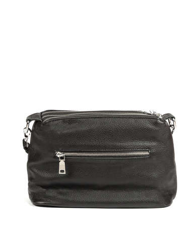 Classic fashion black leather women's bag on a white background.の写真素材