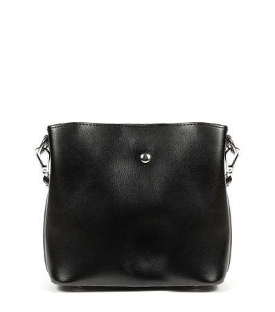 Classic fashion black leather women's bag on a white background.の写真素材