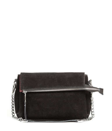 Classic fashion black suede leather women's bag on a white background.の写真素材
