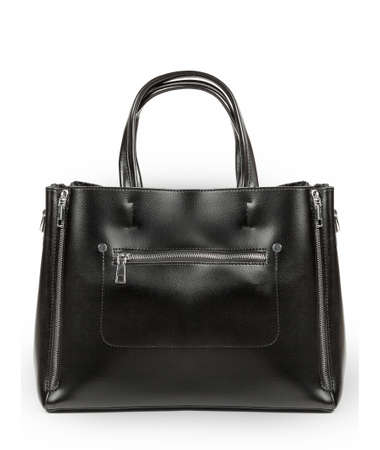 Classic fashion black leather women's bag on a white background.の写真素材