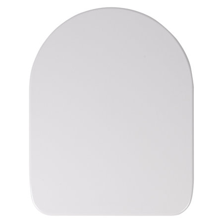 White plastick modern closed toilet seat lid isolated on white background top viewの写真素材