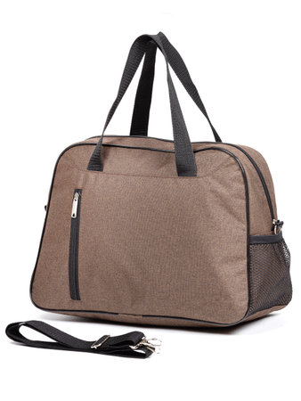 Sports bag close-up isolated on white background.の写真素材