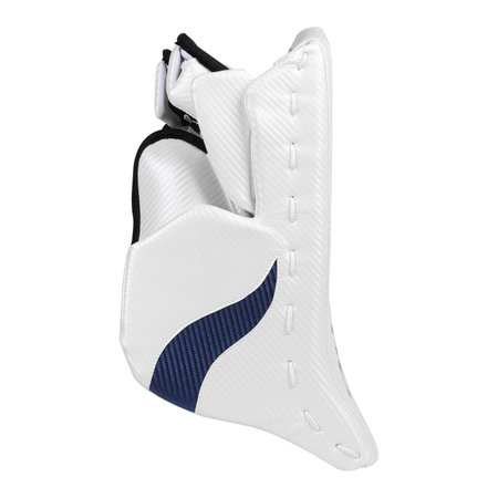 Blue ice hockey protective goalkeeper glove isolated on white background.の写真素材