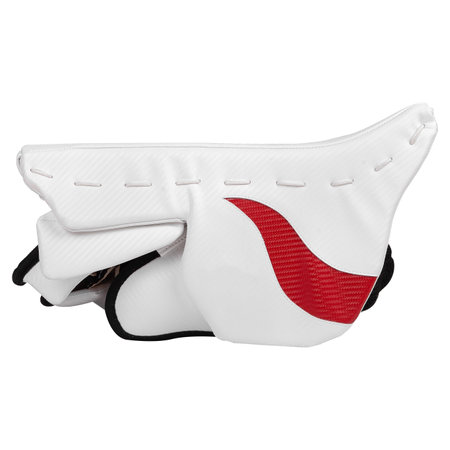 Blue ice hockey protective goalkeeper glove isolated on white background.の写真素材