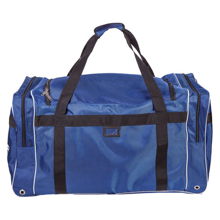 Big blue sport bag isolated on white background.の写真素材