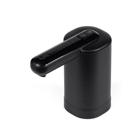 A black dispenser featuring a sleek black handle is set against a clean white background, creating a minimalist aestheticの写真素材