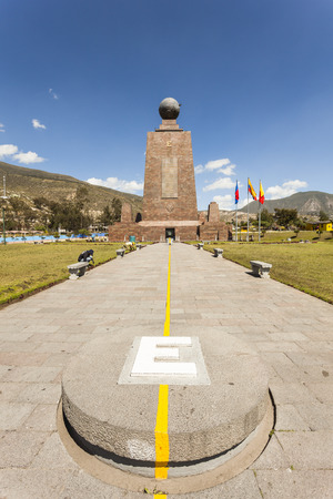Middle of the World Monument, one of the most visited by tourists from worldwide locations, Quito, Ecuador.の写真素材
