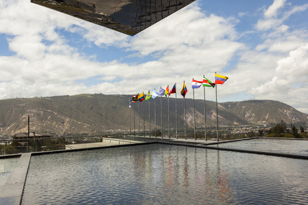 Pomasqui, ECUADOR - APRIL 15: Building UNASUR, Union of South American Nations. It is one of The most modern buildings in the region, located close to half the world. April 15, 2015 in Pomasqui, Ecuadorのeditorial素材