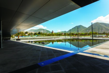 Pomasqui, ECUADOR - APRIL 15: Building UNASUR, Union of South American Nations. It is one of The most modern buildings in the region, located close to half the world. April 15, 2015 in Pomasqui, Ecuadorのeditorial素材