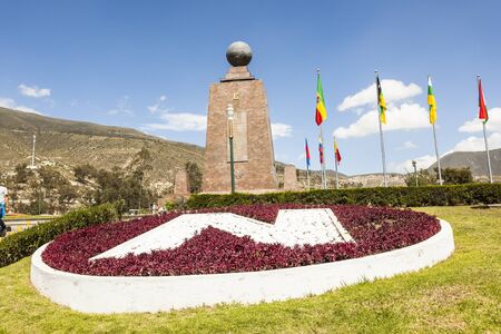 Middle of the World Monument, one of the most visited by tourists from worldwide locations, Quito, Ecuador.の写真素材
