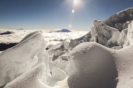Antisana volcano seen from the glaciers of Cotopaxi volcano, Andes, Ecuador