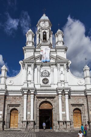 Church and square SangolquÃ­, RumiÃ±ahui, Ecuadorの写真素材
