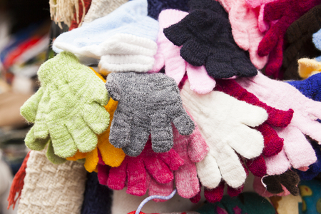 Woolen gloves of various colorsの写真素材