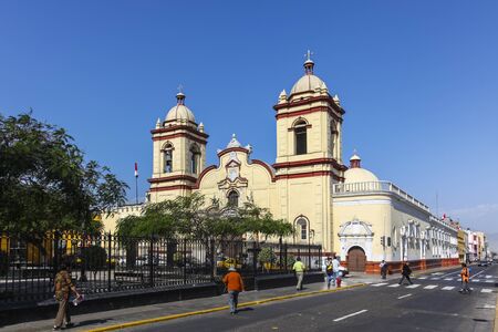 TRUJILLO, PERU -August 3: Historic Church San Agustin in the Spanish colonial city on August 3, 2112 in Trujillo, Peru.のeditorial素材