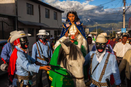 Nayon, Ecuador, July 24, 2015: Popular festivities in the town of Nayon, processions and parades are...