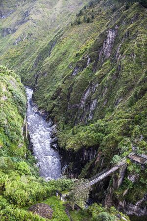 Suspension bridge over the Pastaza Riverの写真素材