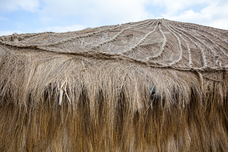 Roof of hut or hut of straw used for shelter in the Andean highlandsの写真素材