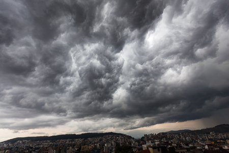 Storm clouds with contrast between dark gray and white that threaten a heavy rainの写真素材
