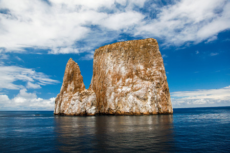 Sharp rock or islet called LeÃ ³ n Asleep, near the coast of San Cristobal Island, Galapagosの写真素材