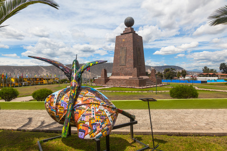 Middle of the World Monument, one of the most visited by tourists from worldwide locations, Quito, Ecuador.のeditorial素材