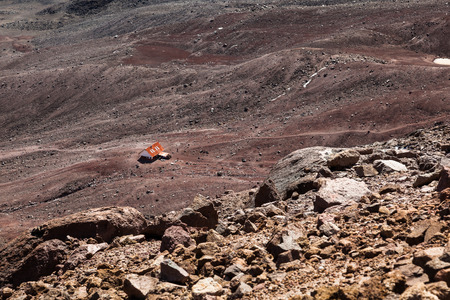 Whymper refuge in the extinct Chimborazo volcano at 5000 meters above sea levelの写真素材